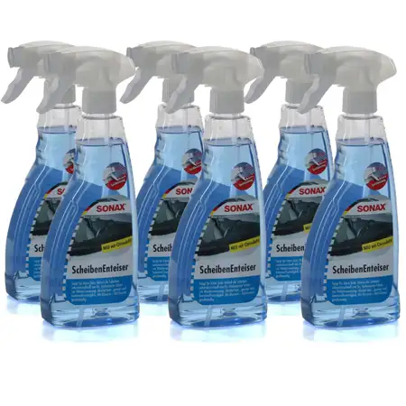 6x 500ml SONAX Scheibenenteiser Scheiben-Entfroster Spr&uuml;hflasche Enteiserspray