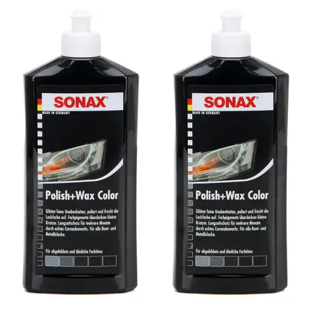 SONAX 296100 POLISH &amp; WAX COLOR Politur &amp; Wachs SCHWARZ 2x 500ml