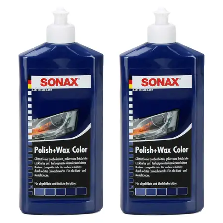 SONAX 296200 POLISH &amp; WAX COLOR Politur &amp; Wachs NanoPro BLAU 2x 500ml