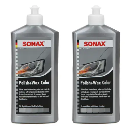 SONAX 293200 POLISH &amp; WAX COLOR Politur &amp; Wachs NanoPro SILBER/GRAU 2x 500ml