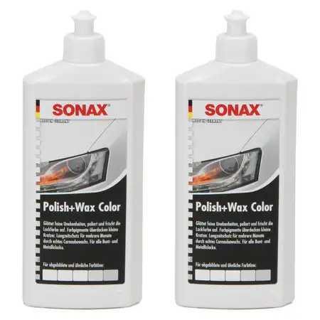 SONAX 296000 POLISH &amp; WAX COLOR Politur &amp; Wachs NanoPro WEISS 2x 500ml