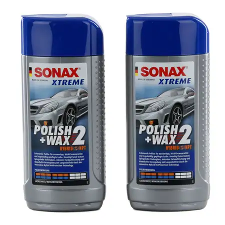 2x 500ml SONAX Autopolitur Lackpolitur XTREME POLISH &amp; WAX 2 HYBRID NPT