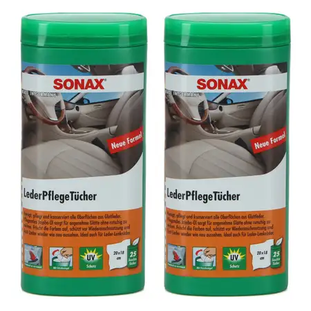 2x 25 St&uuml;ck SONAX LederPflegeT&uuml;cher Box Autopflege T&uuml;cherbox 412300