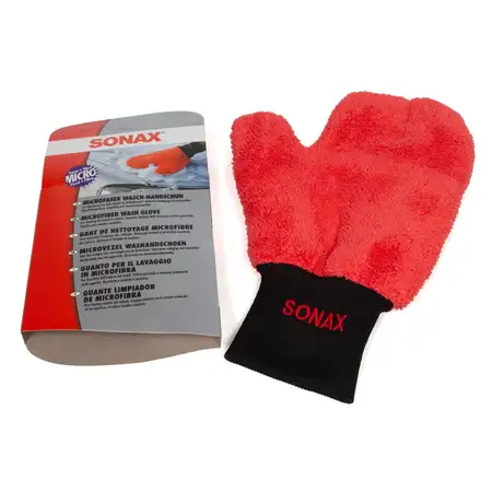 SONAX 428200 Microfaser Waschhandschuh Handschuh Autow&auml;sche Rot