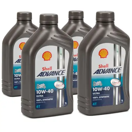 4L 4 Liter SHELL Motor&ouml;l &Ouml;l ADVANCE ULTRA 4T 4-TAKT 10W-40 API SN JASO MA-2