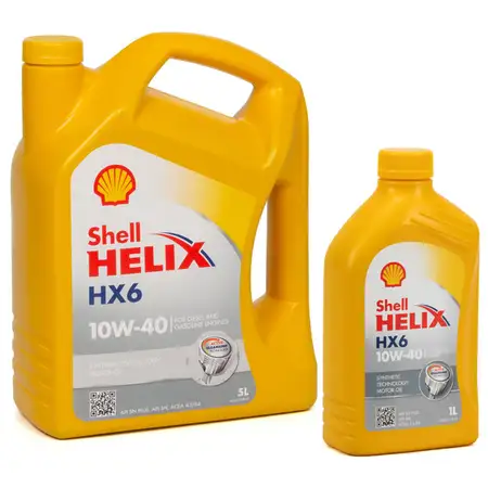 6L 6 Liter SHELL Motor&ouml;l &Ouml;l HELIX HX6 10W-40 10W40 MB 229.3 VW 501.01/505.00