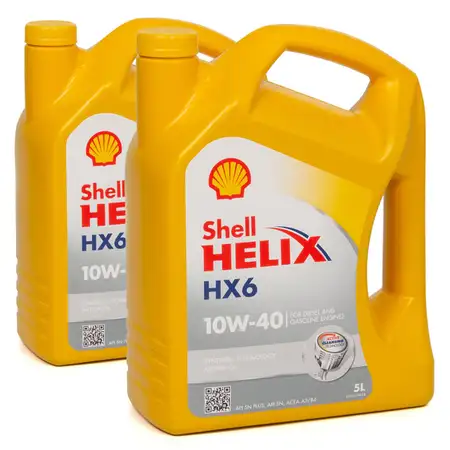 10L 10 Liter SHELL Motor&ouml;l &Ouml;l HELIX HX6 10W-40 10W40 MB 229.3 VW 501.01/505.00