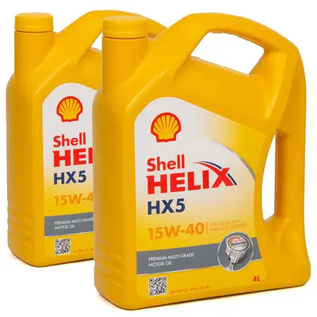 8L 8 Liter SHELL Motor&ouml;l &Ouml;l HELIX HX5 15W-40 15W40 API SN/CF ACEA A3/B3