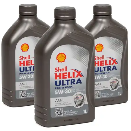 3L 3 Liter SHELL Motor&ouml;l &Ouml;l HELIX ULTRA Professional AM-L 5W30 f&uuml;r BMW LL-04