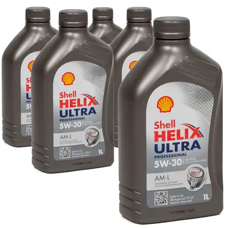 5L 5 Liter SHELL Motor&ouml;l &Ouml;l HELIX ULTRA Professional AM-L 5W30 f&uuml;r BMW LL-04