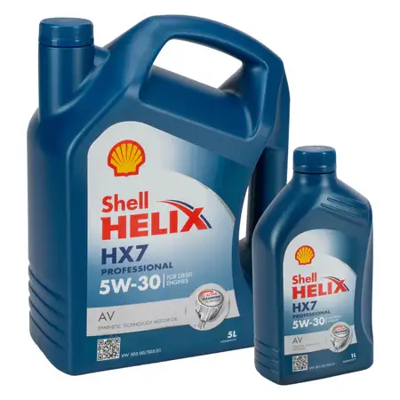 6L 6 Liter SHELL HELIX HX7 PROFESSIONAL AV 5W-30 Motor&ouml;l &Ouml;l ACEA C3 VW 505.00/01