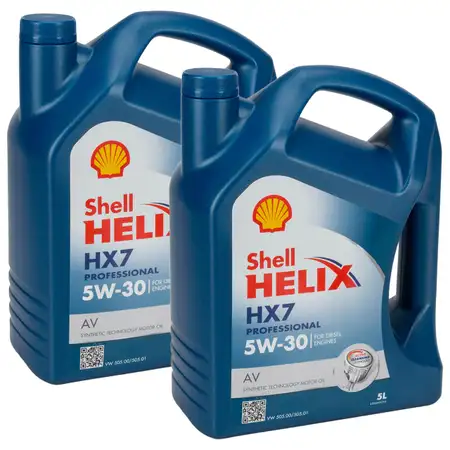 10L 10 Liter SHELL HELIX HX7 PROFESSIONAL AV 5W-30 Motor&ouml;l &Ouml;l ACEA C3 VW 505.00/01