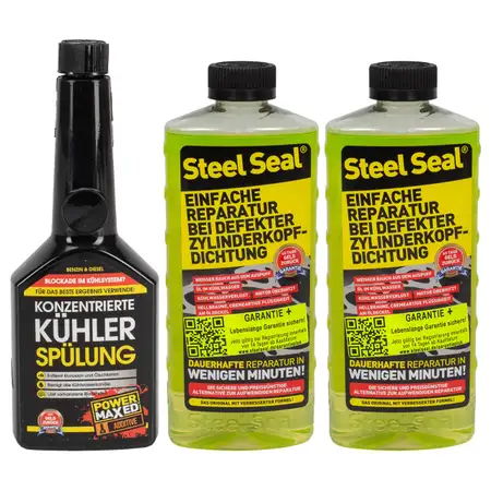 2x 473ml STEEL SEAL Dichtmittel + POWERMAXED 325ml Konzentrierte K&uuml;hler Sp&uuml;lung