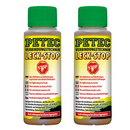 2x 150ml PETEC LECK-STOP &Ouml;lverluststop-Additiv Motordicht Leck-Up 80150