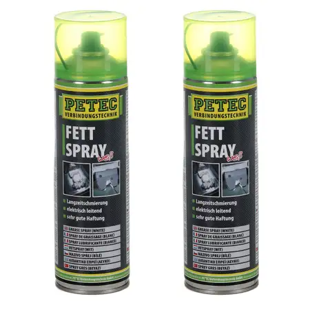 2x 500ml PETEC 70250 Fettspray Spr&uuml;hfett Schmierfett wei&szlig;