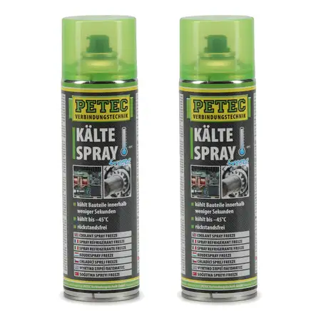 2x 400ml PETEC K&auml;lteSpray Freeze K&uuml;hlspray Eisspray Vereisungsspray bis -45&deg;C