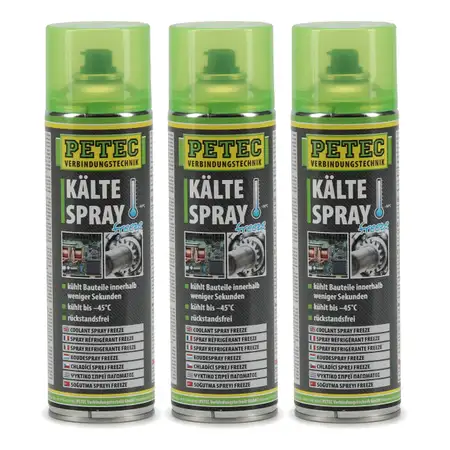 3x 400ml PETEC K&auml;lteSpray Freeze K&uuml;hlspray Eisspray Vereisungsspray bis -45&deg;C