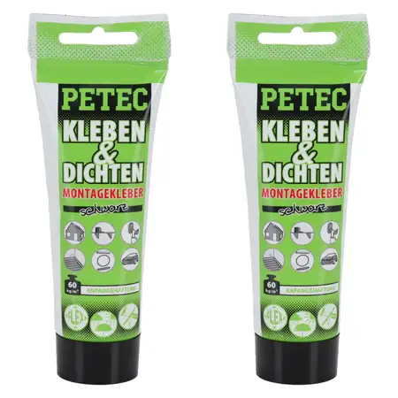 2x 80ml PETEC 94270 Kleben &amp; Dichten Montagekleber Kleber elastisch SCHWARZ