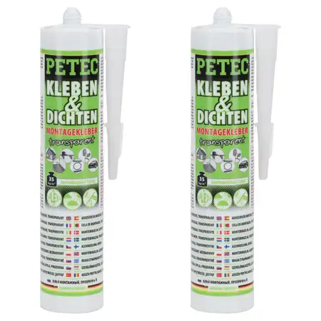 2x 290ml PETEC 94929 Kleben &amp; Dichten Montagekleber Kleber elastisch TRANSPARENT