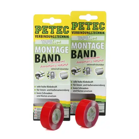 2x PETEC 87192 Montageband doppelseitig klebend transparent 2mx19mmx0,2mm