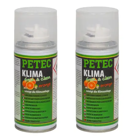 2x 150ml PETEC 71460 Klima Fresh &amp; Clean Klimaanlagen-Lufterfrischer ORANGE