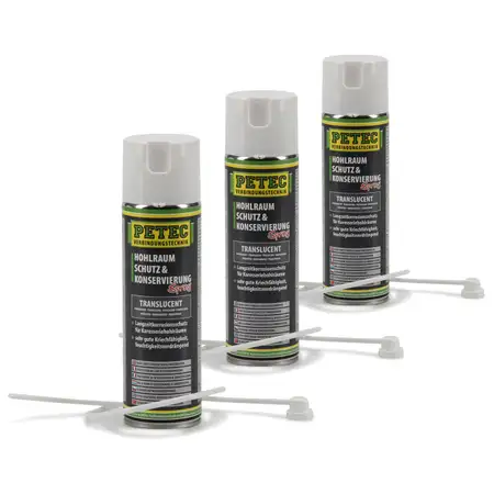 3x 500ml PETEC 73550 Hohlraumschutz &amp; Konservierung Spray + 60cm Sonde