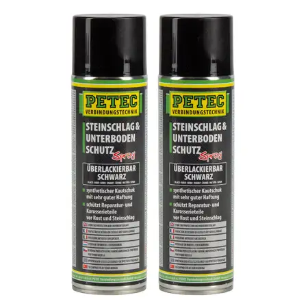 2x 500 ml PETEC 73250 Steinschlagschutz &amp; Unterbodenschutz Spray Schwarz