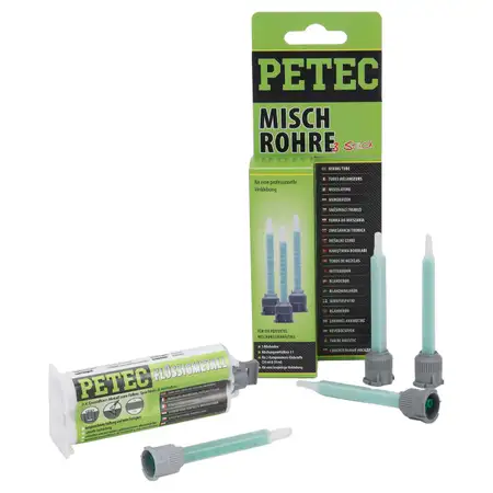 PETEC Fl&uuml;ssigmetall 2-Komponenten Epoxydharz-Metall Kleber 50ml + 3x Mischrohr