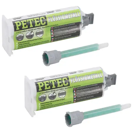 2x 50ml PETEC 97355 Fl&uuml;ssigmetall 2-Komponenten Epoxydharz-Metall Kleber