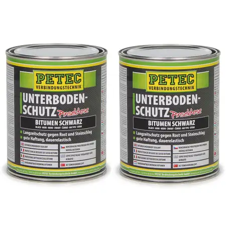 2x 1000ml 1 Liter PETEC 73100 Unterbodenschutz Pinseldose BITUMEN SCHWARZ