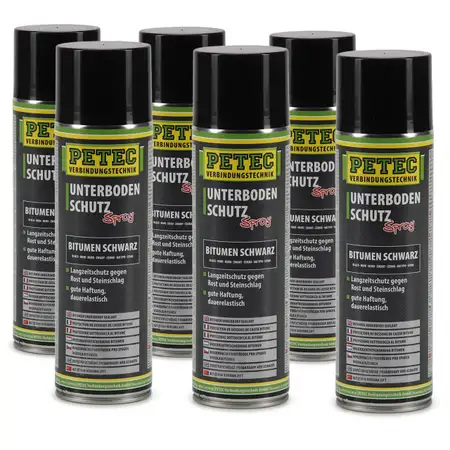 PETEC 73150 Unterbodenschutz Korrosionsschutz BITUMEN SCHWARZ Spray 6x 500ml