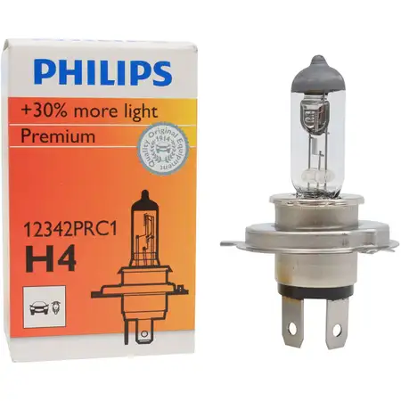 PHILIPS Halogenlampe Gl&uuml;hlampe H4 VISION +30% 12V 60/55W 1er Pack