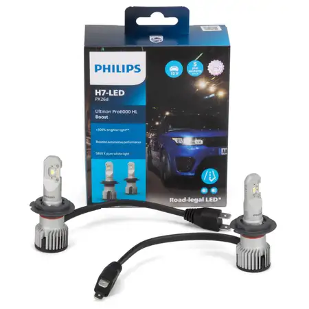 2x PHILIPS Ultinon Pro6000 HL Boost H7 LED mit Stra&szlig;enzulassung 12V +300% 5.800K