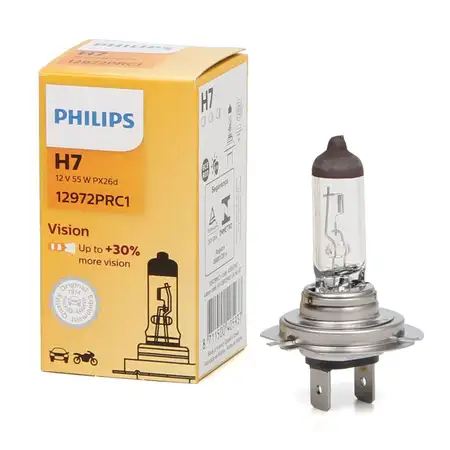 PHILIPS Halogenlampe Gl&uuml;hlampe H7 VISION +30% 12V 55W 1er Pack