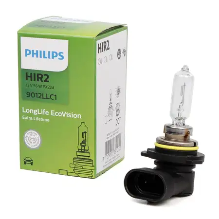 PHILIPS 9012LLC1 Halogenlampe Gl&uuml;hlampe LongLife EcoVision HIR2 12V 55W PX22d