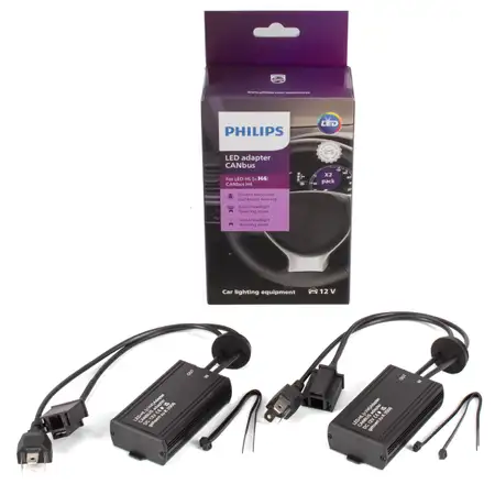 PHILIPS 18960X2 CANBUS Adapter f&uuml;r H4 auf LED Umr&uuml;stung Nachr&uuml;stsatz 3-in-1-L&ouml;sung 2 St&uuml;ck