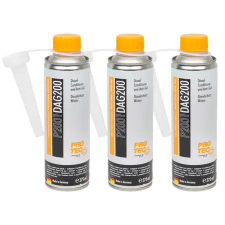 3x 375ml PROTEC P2001 Diesel Kraftstoffadditiv K&auml;lteschutz Frostschutz Flie&szlig;verbesserer