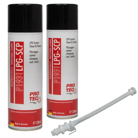 PROTEC P1931 Fl&uuml;ssiggassystemreinigung Schutz Autogas 2x 120ml + Einf&uuml;lladapter