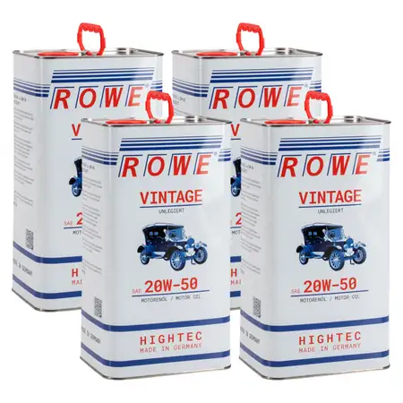 20 Liter ROWE Motor&ouml;l &Ouml;l VINTAGE Unlegiert SAE 20W50 Oldtimer Mehrbereichs-&Ouml;l