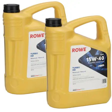 10L 10 Liter ROWE TURBO HD 15W40 Motor&ouml;l &Ouml;l FIAT 9.55535-G2/D2 MB 229.1 VW 501.01/505.00