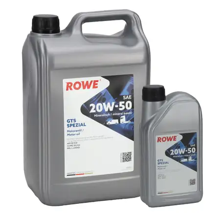 6L 6 Liter ROWE GTS SPEZIAL 20W-50 20W50 Motor&ouml;l &Ouml;l API SF/CD CCMC D/G2 MIL-L-2104D