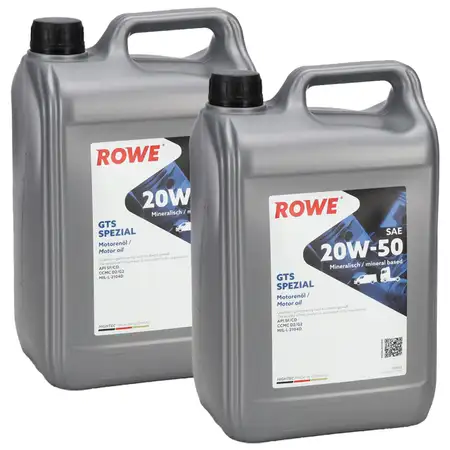 10L 10 Liter ROWE GTS SPEZIAL 20W-50 20W50 Motor&ouml;l &Ouml;l API SF/CD CCMC D/G2 MIL-L-2104D