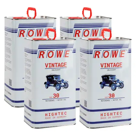 20L 20 Liter ROWE Motor&ouml;l &Ouml;l VINTAGE Unlegiert SAE 30 Oldtimer Einbereichs&ouml;l