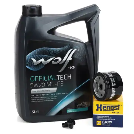 5L WOLF OFFICIALTECH 5W20 MS-FE Motor&ouml;l + HENGST &Ouml;lfilter FORD Focus 4 1.0/1.5 EcoBoost