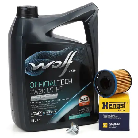 5L WOLF OFFICIALTECH 0W20 LS-FE + HENGST &Ouml;lfilter OPEL Insignia B 2.0 CDTi F20DVH