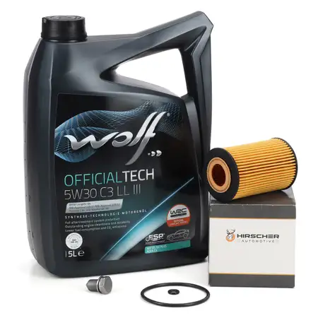 5L WOLF 5W30 C3 LL III Motor&ouml;l + HIRSCHER &Ouml;lfilter VW Golf 7 Passat B8 T6 1.6/2.0 TDI