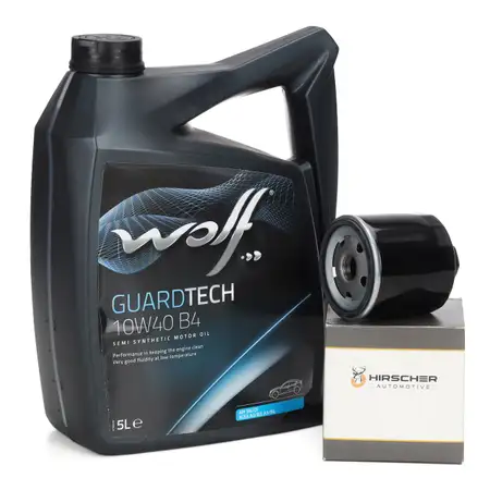 5L WOLF 10W40 B4 Motor&ouml;l + HIRSCHER &Ouml;lfilter VW Golf 3 4 5 6 Bora Polo Lupo Vento 1.0-1.6