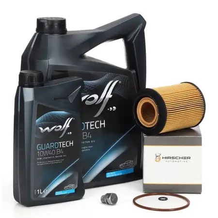 6L WOLF 10W40 B4 Motor&ouml;l + HIRSCHER &Ouml;lfilter VW Golf 3 Passat Sharan Touareg T4 T5 V6 VR6