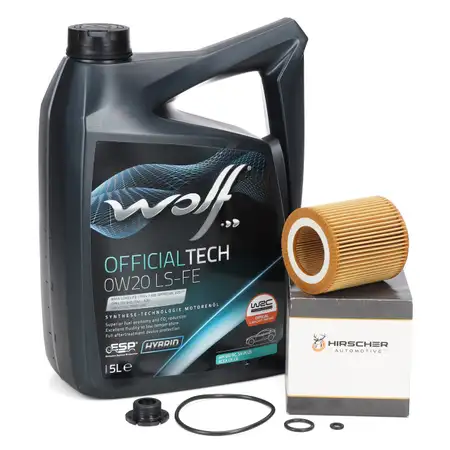 5L WOLF 0W20 LS-FE Motor&ouml;l + HIRSCHER &Ouml;lfilter BMW F20 F21 F30-34 F32-36 F10 F11 X1 X3 N20