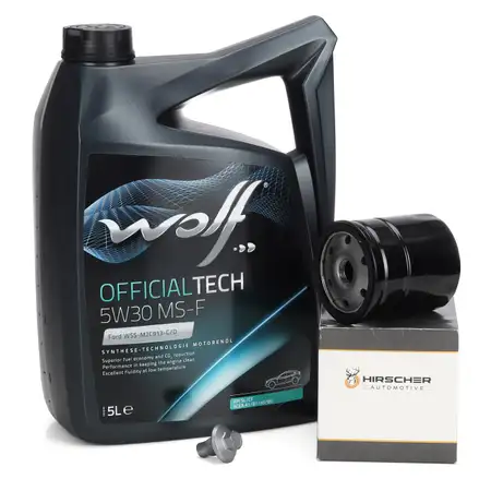 5L WOLF 5W30 MS-F Motor&ouml;l + HIRSCHER &Ouml;lfilter FORD Fiesta Focus Mondeo B-/C-/S-Max 1.0-2.3